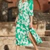 Petite Green & White Floral Print Rattan Belted Dress 1 Petite Green & White Floral Print Rattan Belted Dress -Sosandar Fashion Store web 2502 02 dydrw016gn0037 02 109 1