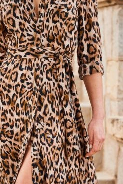 Petite Leopard Print Belted Shirt Dress -Sosandar Fashion Store web 2502 100 a24dw038nean01 100 288 1