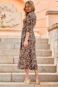 Petite Leopard Print Belted Shirt Dress -Sosandar Fashion Store web 2502 100 a24dw038nean01 100 385 1