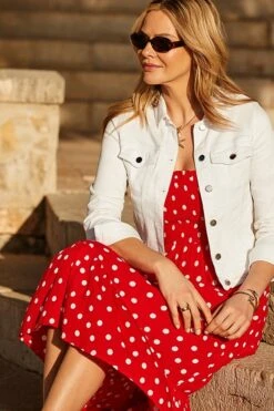 Petite Red & White Spot Print Tie Shoulder Midi Dress 12 Petite Red & White Spot Print Tie Shoulder Midi Dress -Sosandar Fashion Store web 2502 17 sedrw059rdsp01 17 214 2