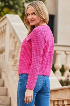 Bright Pink Premium Knit Embellished Button Cardigan 11 Bright Pink Premium Knit Embellished Button Cardigan -Sosandar Fashion Store web 2502 39 s25tk274pk0020 s24bd040be0010 39 083