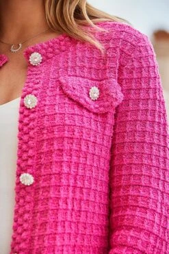 Bright Pink Premium Knit Embellished Button Cardigan 10 Bright Pink Premium Knit Embellished Button Cardigan -Sosandar Fashion Store web 2502 39 s25tk274pk0020 s24bd040be0010 39 209