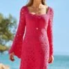 Hot Pink Crochet Tie Detail Dress 2 Hot Pink Crochet Tie Detail Dress -Sosandar Fashion Store web 2502 50 sedrj011pk0001 50 191 rt