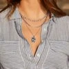 Silver Triple Layered Hammered Pendant Necklace -Sosandar Fashion Store web 2502 57 dytow013best01 s25sd004we0001 57 137 rt