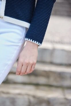 Navy Blue & White Contrast Trim Cardigan -Sosandar Fashion Store web 2502 77 s25tk267be0003 s25bd016we0001 77 098