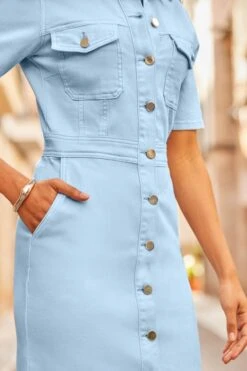 Soft Blue Denim Midi Dress With Pockets 11 Soft Blue Denim Midi Dress With Pockets -Sosandar Fashion Store web 2503 38 s25dd012be0039 38 409 rt
