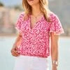 Pink & White Animal Print Pom Pom Top 2 Pink & White Animal Print Pom Pom Top -Sosandar Fashion Store web 2503 60 setow025pk0020 s25bd018we0001 60 080 rt