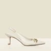 Ecru Leather Chain Detail Slingback Court Shoes -Sosandar Fashion Store web 2503 box s25fw010eu0001 1