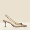 Gold Leather Chain Detail Slingback Court Shoes 1 Gold Leather Chain Detail Slingback Court Shoes -Sosandar Fashion Store web 2503 box s25fw010mc0003 1