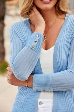 Powder Blue Metallic Fine Knit Cardigan -Sosandar Fashion Store web 2504 039 s25tk302be0002 039 1840