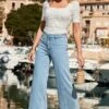 Mid Blue Wide Leg Cropped Jeans -Sosandar Fashion Store web 2504 041 dytoj041wh0001 041 2893 1