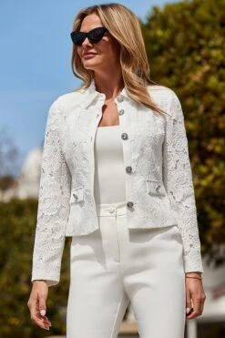 White Lace Fitted Jacket
