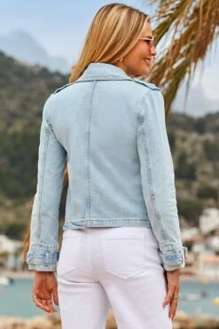 Light Wash Denim Biker Jacket 12 Light Wash Denim Biker Jacket -Sosandar Fashion Store web 2504 073 s24od015dm001w 073 3305