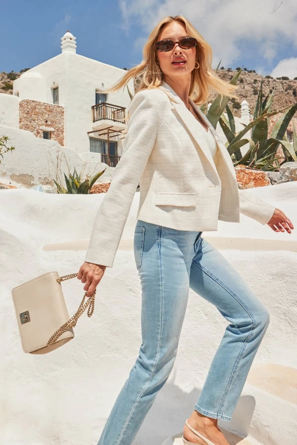 Ivory Boucle Jacket With Collar 4 Ivory Boucle Jacket With Collar - Image 2