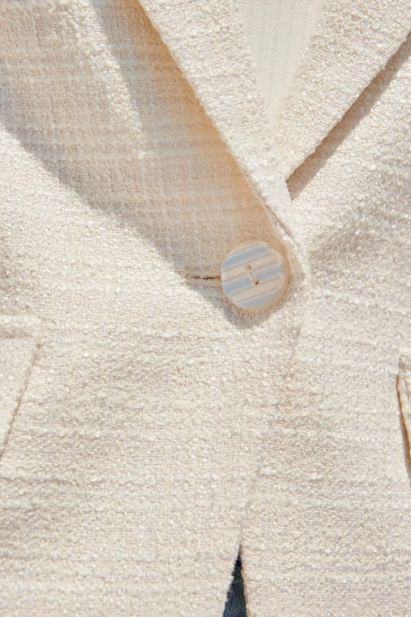 Ivory Boucle Jacket With Collar 7 Ivory Boucle Jacket With Collar - Image 5