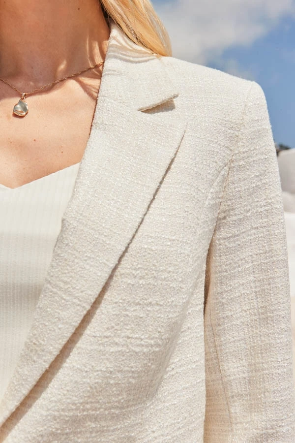 Ivory Boucle Jacket With Collar 6 Ivory Boucle Jacket With Collar - Image 4