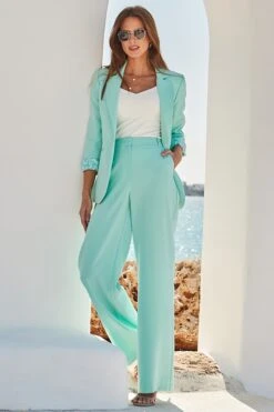 Mint Green Leopard Print Lining Blazer -Sosandar Fashion Store web 2504 24 a23bw043gn0026 a23ow066gn0026 0002 1