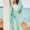 Mint Green High Waisted Wide Leg Trousers 2 Mint Green High Waisted Wide Leg Trousers -Sosandar Fashion Store web 2504 24 a23bw043gn0026 a23ow066gn0026 0101
