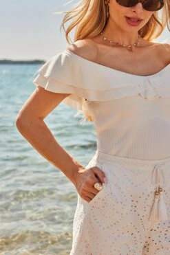 Ivory Bardot Fine Knit Top 10 Ivory Bardot Fine Knit Top -Sosandar Fashion Store web 2504 37 s25bw048we0001 s24tk469we0001 0222