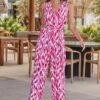 Pink Paradise Print Tie Waist Crinkle Jumpsuit -Sosandar Fashion Store web 2504 57 s25jw033pkik01 57 0003