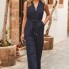 Navy Blue Zip Front Wide Leg Jumpsuit 1 Navy Blue Zip Front Wide Leg Jumpsuit -Sosandar Fashion Store web 2504 74 s25jw021be0003 74 0192 rt