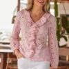 Pink Broderie Ruffle Detail Cotton Blouse -Sosandar Fashion Store web 2504 77 dytow034pk0001 s24bd040we0001 77 0035