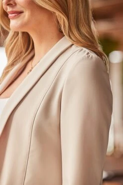 Pastel Beige Roll Sleeve Blazer -Sosandar Fashion Store web 2504 80 s25ow047nl0003 s24bd040dm001w 80 0228