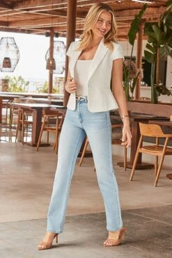 Ivory Cap Sleeve Premium Tailored Jacket -Sosandar Fashion Store web 2504 81 s25ow030nl0006 s24bd040dm001w 81 0070