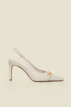 Ecru Chain Detail Slingback Court Shoe 8 Ecru Chain Detail Slingback Court Shoe -Sosandar Fashion Store web 2504 box s25fw016eu0001 2