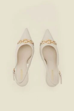 Ecru Chain Detail Slingback Court Shoe 9 Ecru Chain Detail Slingback Court Shoe -Sosandar Fashion Store web 2504 box s25fw016eu0001 3
