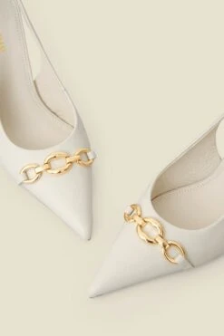 Ecru Chain Detail Slingback Court Shoe 10 Ecru Chain Detail Slingback Court Shoe -Sosandar Fashion Store web 2504 box s25fw016eu0001 4