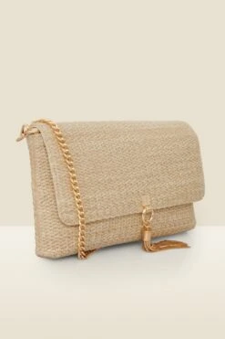 Natural Raffia Clutch With Tassel Detail -Sosandar Fashion Store web 2506 box s25ac143nl0003 2