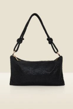 Black Rhinestone Knot Detail Bag