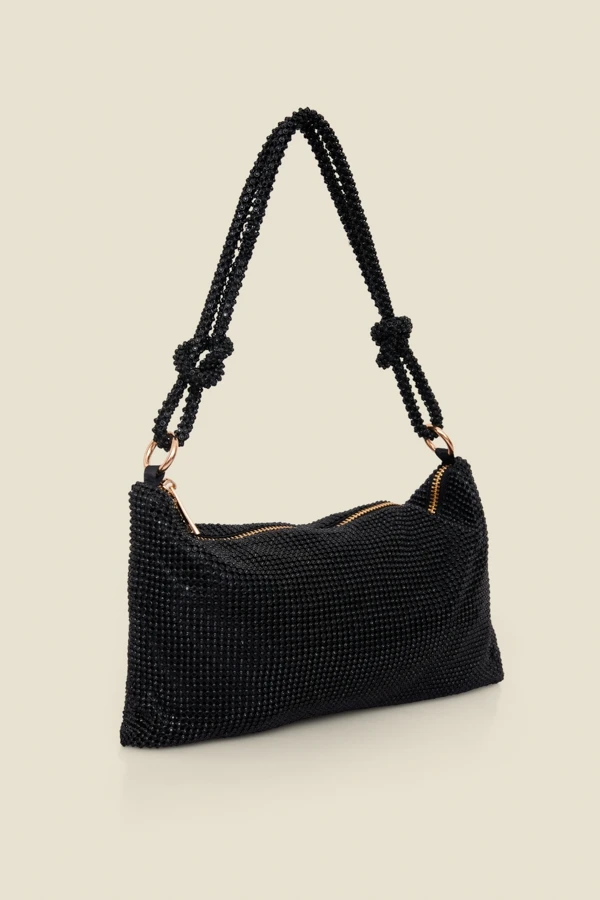 Black Rhinestone Knot Detail Bag 4 Black Rhinestone Knot Detail Bag - Image 2