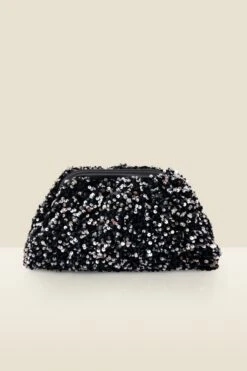 Black Sequin Clutch Bag