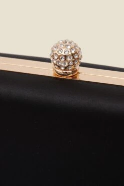 Black Satin Clutch Bag With Diamante Detail 10 Black Satin Clutch Bag With Diamante Detail -Sosandar Fashion Store web 2506 box a25ac013bk0001 572