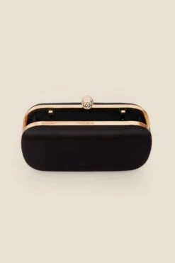 Black Satin Clutch Bag With Diamante Detail 9 Black Satin Clutch Bag With Diamante Detail -Sosandar Fashion Store web 2506 box a25ac013bk0001 582
