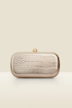 Gold Croc Effect Clutch Bag -Sosandar Fashion Store web 2506 box a25ac013mc0003 594