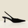 Black Faux Suede Kitten Heel Slingback Court Shoes -Sosandar Fashion Store web 2506 box a25fw005bk0001 729