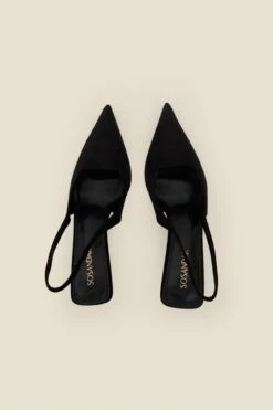 Black Faux Suede Kitten Heel Slingback Court Shoes 8 Black Faux Suede Kitten Heel Slingback Court Shoes -Sosandar Fashion Store web 2506 box a25fw005bk0001 749