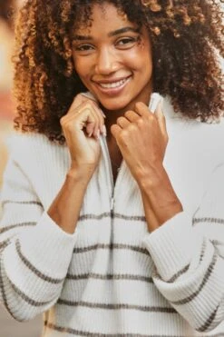 Ivory & Taupe Stripe Quarter Zip Jumper -Sosandar Fashion Store web 2507 10 a25tk219nl0003 a24bp007bn0003 a25ac107bn0003 10 181