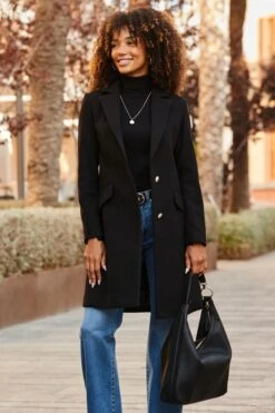 Black Gold Button Detail Coat -Sosandar Fashion Store web 2507 18 a25ow038bk0001 a25tk462bk0001 a24bd024be0010 a25ac105bk0001 18 428