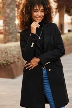 Black Gold Button Detail Coat -Sosandar Fashion Store web 2507 18 a25ow038bk0001 a25tk462bk0001 a24bd024be0010 a25ac105bk0001 18 472