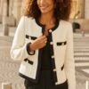 Ivory Contrast Trim Gold Button Boucle Jacket -Sosandar Fashion Store web 2508 02 a25ow025nl0006 dytoj076bk0001 a25bw029bk0001 02 087