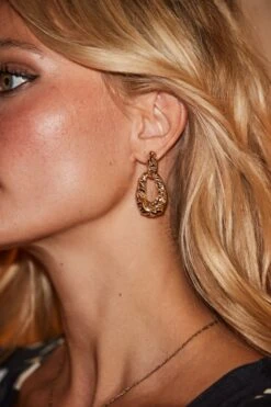 Gold Hammered Statement Earrings