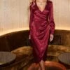 Burgundy Animal Print Jacquard Wrap Dress -Sosandar Fashion Store web 2508 107 sedrw102rd0001 107 024