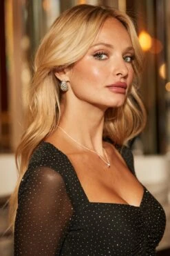 Gold Embellished Tear Drop Earring