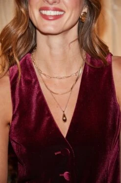 Gold Layered Tear Drop Pendant Necklace