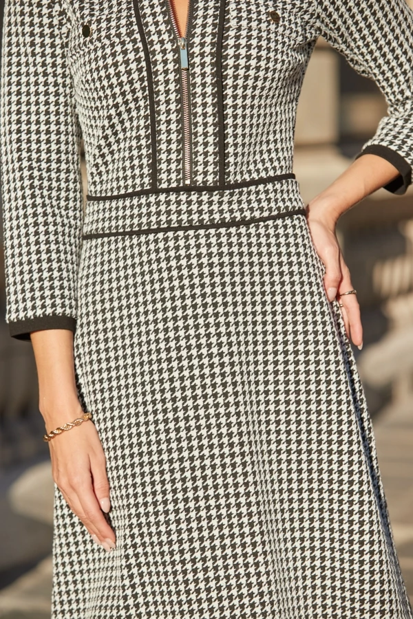 Black & White Houndstooth Print Fit & Flare Dress 7 Black & White Houndstooth Print Fit & Flare Dress - Image 5