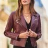 Mulberry Faux Leather Biker Jacket 1 Mulberry Faux Leather Biker Jacket -Sosandar Fashion Store web 2508 136 s22op002mulb01 dytoj078bk0001 a24bd024bk0001 136 084